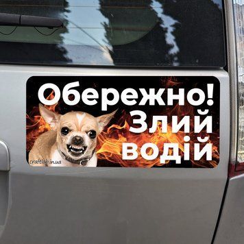 Магнітна наклейка на автомобіль "Злий водій", 26х12 см (м_015) 2324927029 фото
